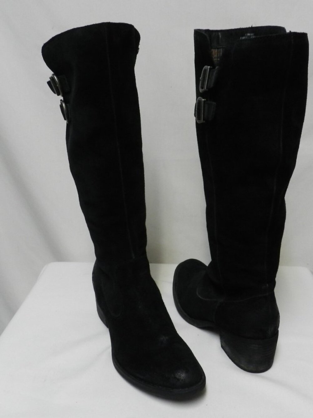 BORN Basil Suede black knee high tall zip boots comfort pumps Women Size Sz 9.5